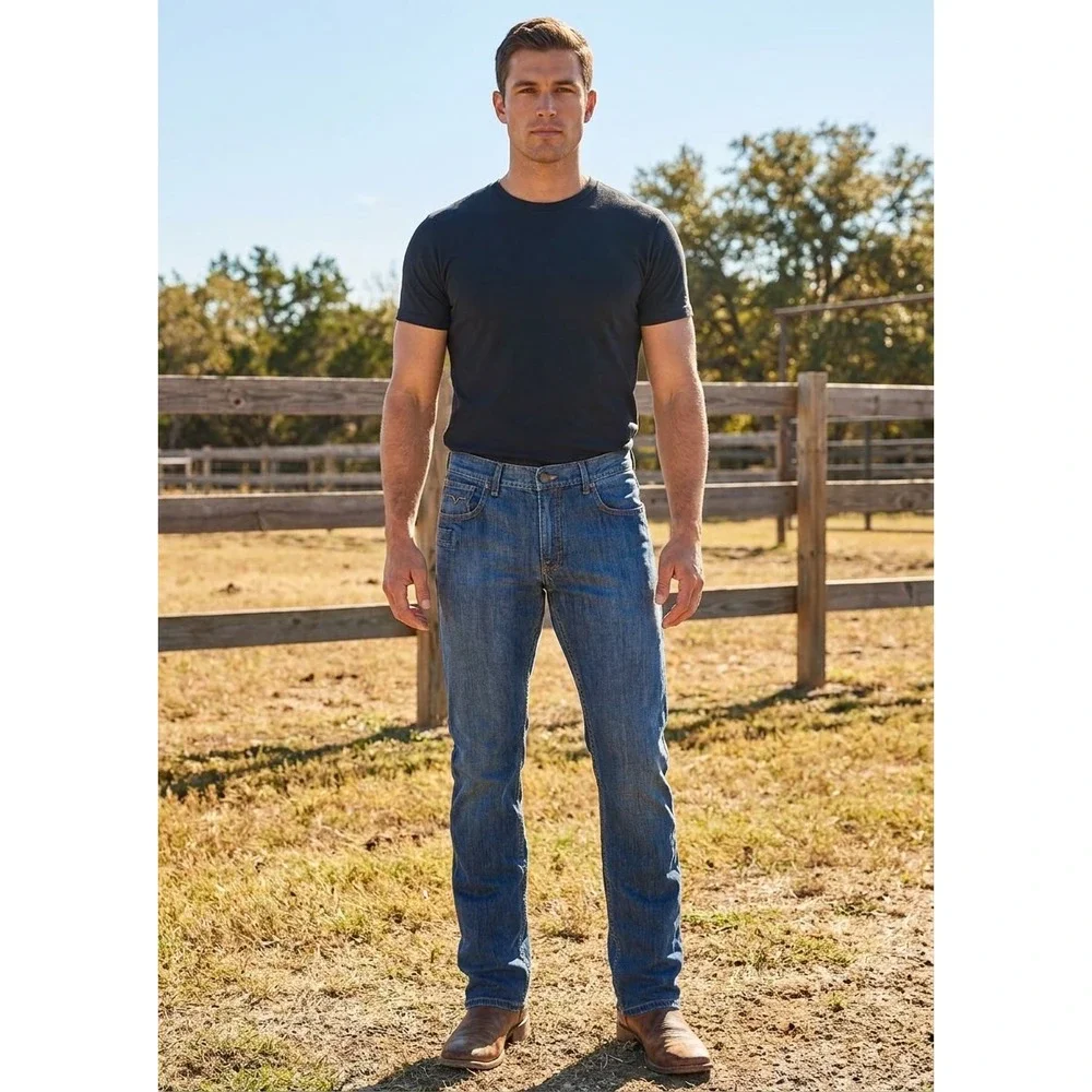 Kimes Ranch Roger Jeans Men's 31x32 Blue Slim Straight Western Denim USA